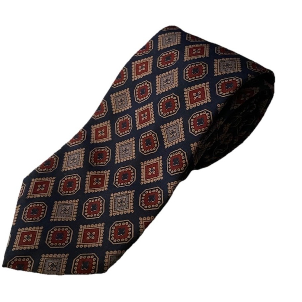 Lorenzo‎ Selini Mens All Silk Neck Tie Green/Red/Gold 60"/3.25"